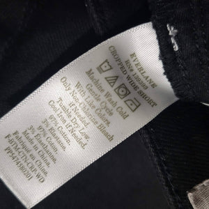 Everlane Black Jeans Cropped White Short High Waist Wide Leg Cotton Denim Size 6