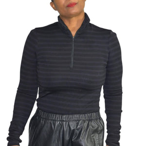 Icebreaker Wool Base Layer Top Tech Half Zip Merino Pullover Stripe Size Small