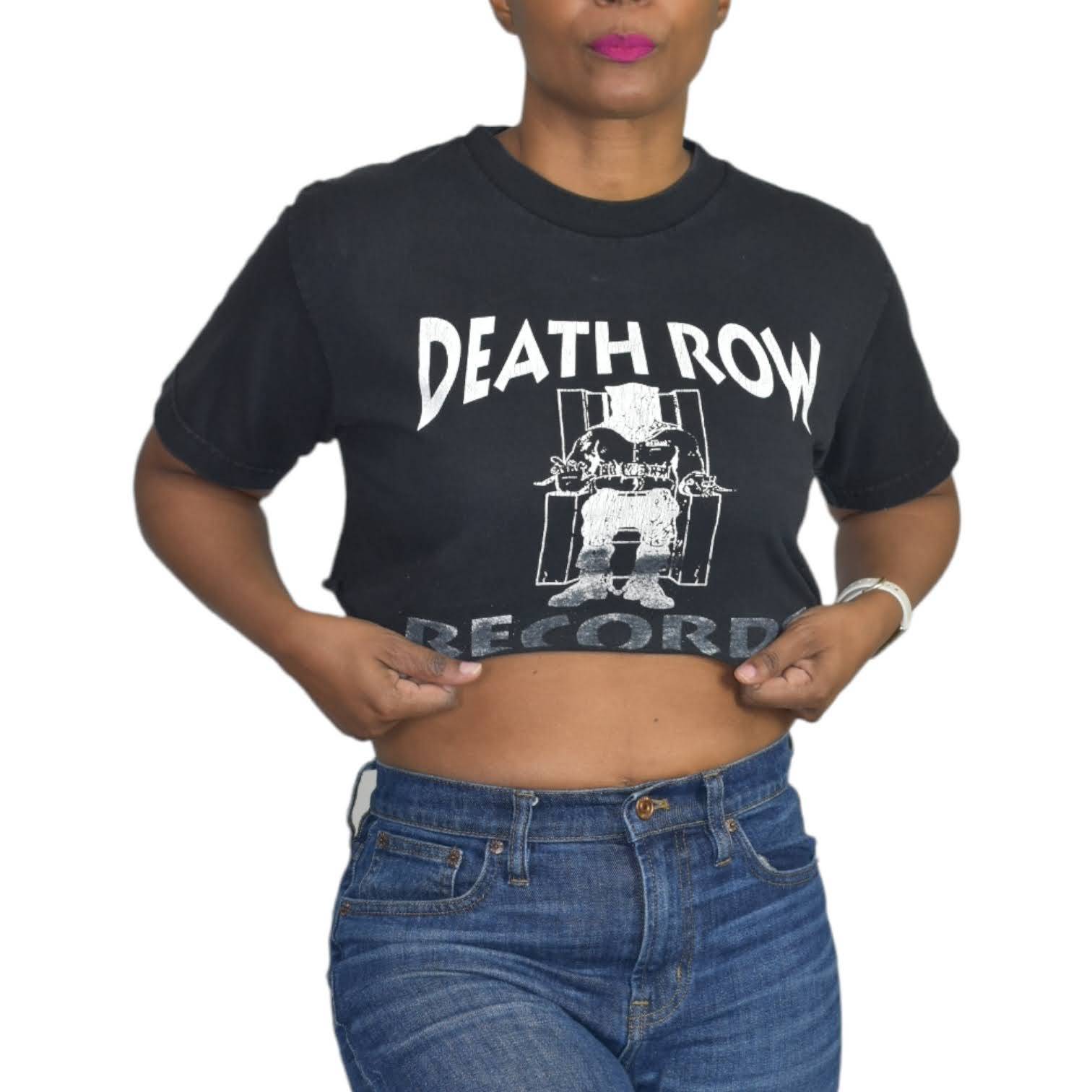 Vintage Death Row Records Cropped Tee T Shirt Unisex Cutoff Broken In Size Small
