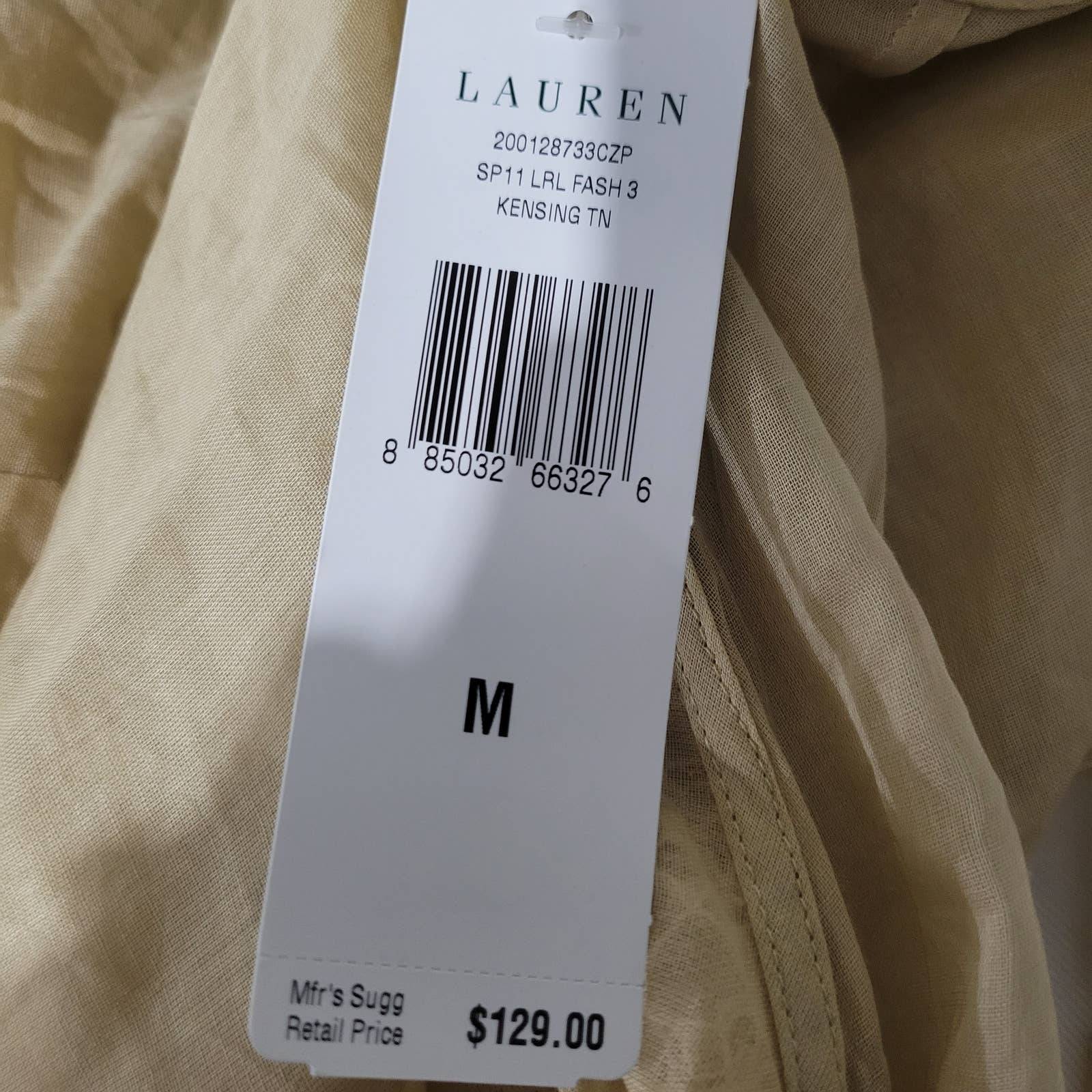 Lauren Ralph Lauren Ruffled Wrap Top Cotton Voile Blouse Lace LRL Size Medium