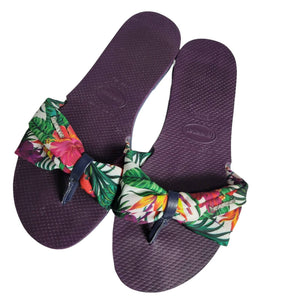 Havaianas You Saint Tropez Thong Sandals Floral Fabric Flip Flops Flats Size 7 8