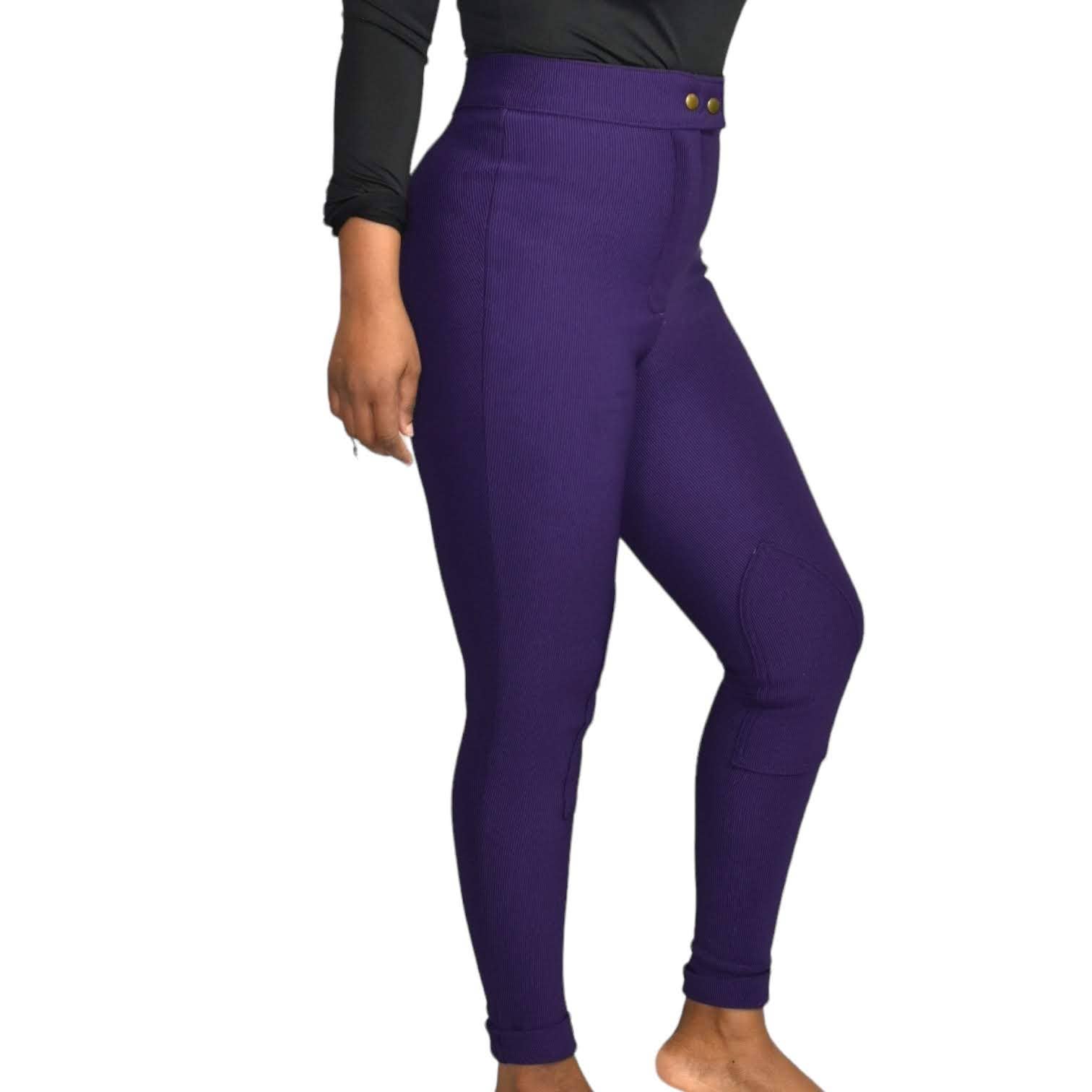 American Apparel Riding Pants Purple Ribbed Nylon High Waisted Slim Size Medium