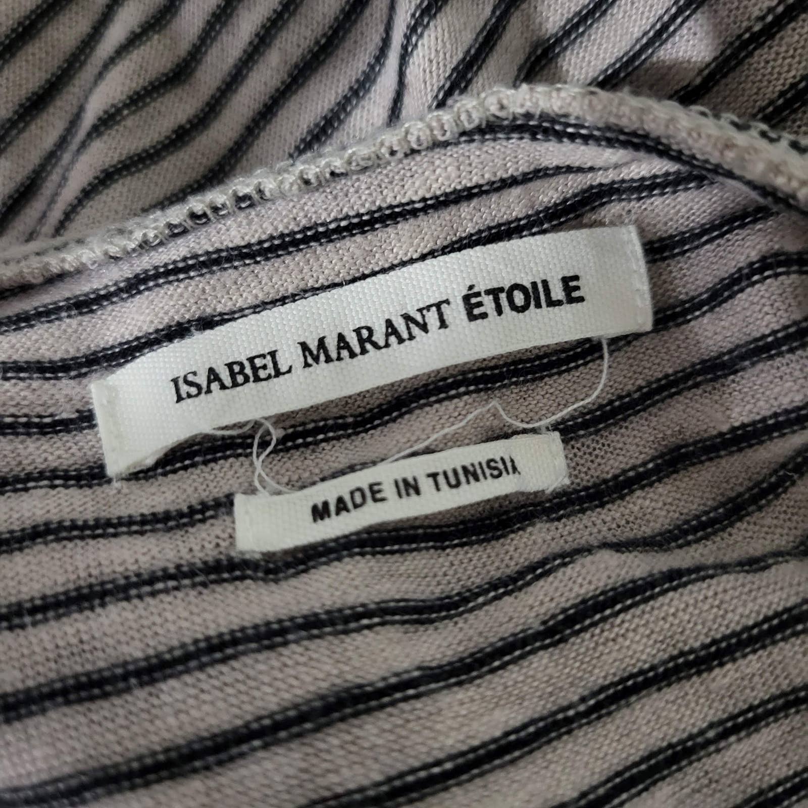 Isabel Marant Etoile Tank Top Black Tan Racerback Linen Striped Size XS Avien
