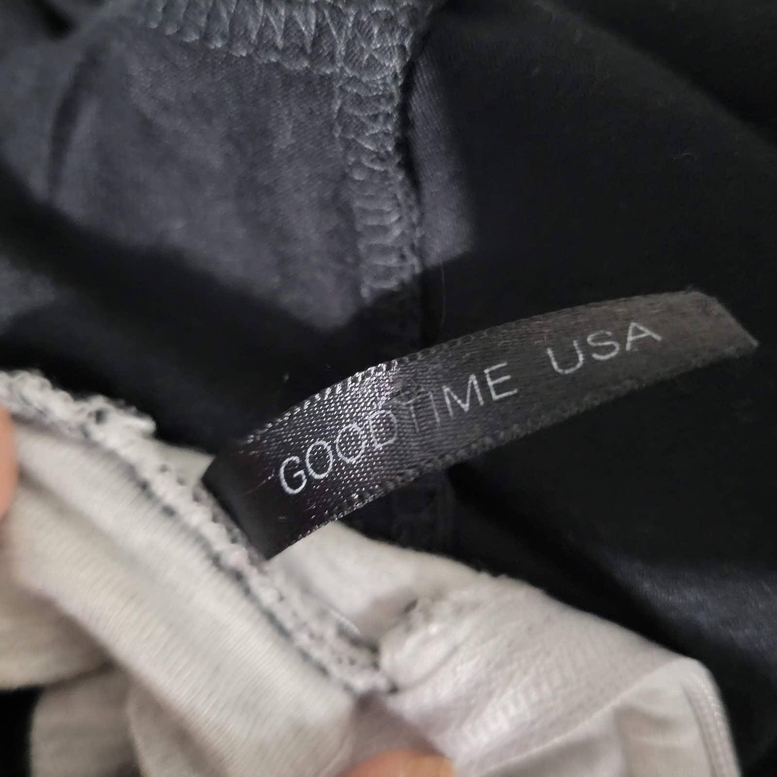 GoodTime USA Illusion Dress Black Jersey Knit Bodycon Hourglass Mini Size Large