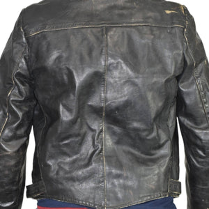 Vintage Motorcycle Jacket Leather Distressed Biker Asymmetric Zip 50s 60s Size Small Mens