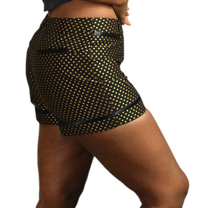 Ted Baker Trouser Shorts Astet High Waist Polka Dot Metallic Jacquard Size 4