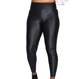 Koral Lustrous Leggings Black High Rise Shiny Lycra Full Ankle Length Activewear Size Small